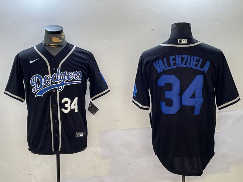 Men Los Angeles Dodgers 34 Valenzuela Black Game 2024 Nike MLB Jersey style 11202